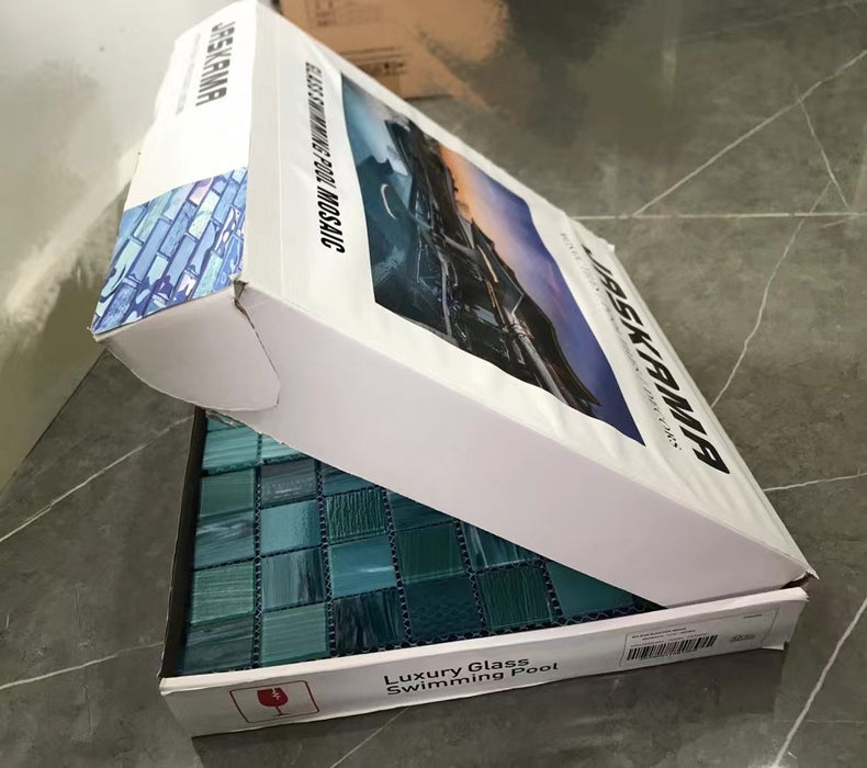 Foshan Jaskama Factory Wholesale Blue Glass Pool Mosaic