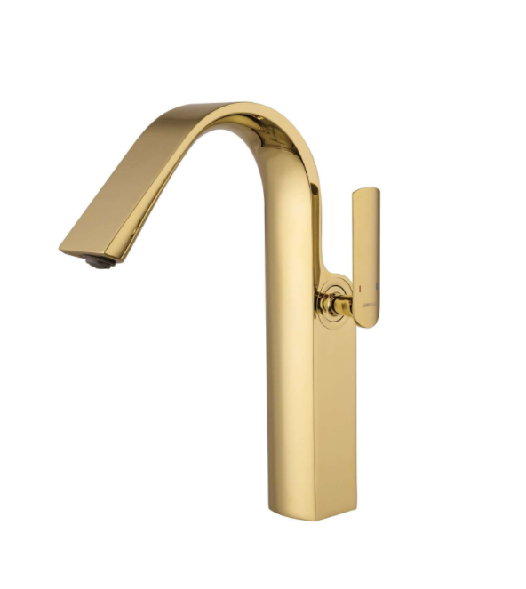 Artistic Deck Mounted Single Handle Brass Basin Bathroom Faucet