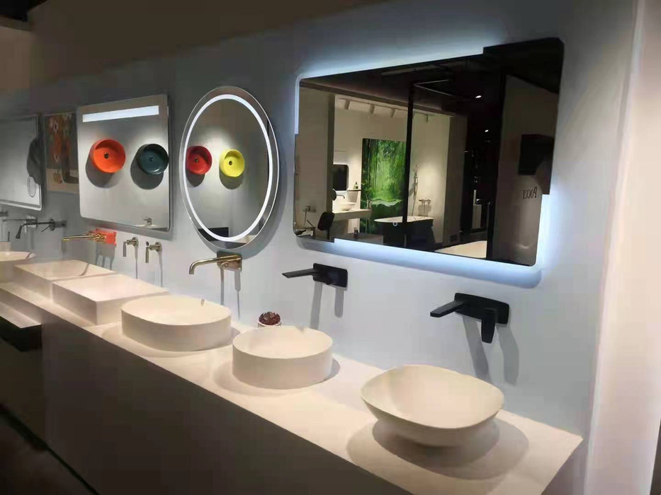 mirror Wall mounted round led touch screen makeup mirror bathroom smart backlit mirror with led lights