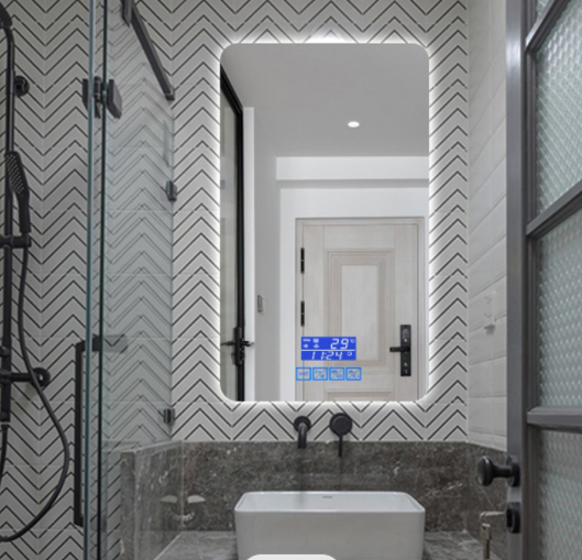 Custom smart led lighted bathroom mirror Color temperature adjustment illuminated led vanity mirror with bathroom