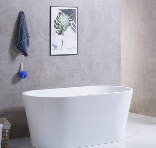 Acrylic Freestanding Contemporary Soaking Tub with Brushed Nickel Bathtub White Factory wholesale