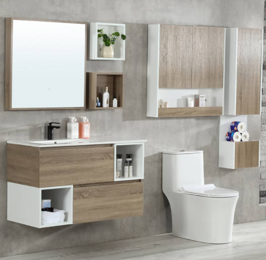 Bathroom mirror cabinet with basin Foshan factory solid wood bathroom cabinet