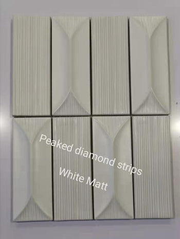 Peaked Diamond Strips White Matt Mosaic Tiles In Canada In stock Mosaic Direct supply