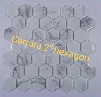 Carrara Grey 2''  Hexagon Glass Mosaic Tiles In US In stock Mosaic Direct supply