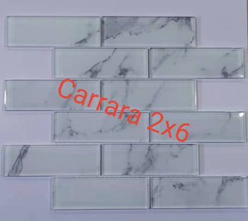 Carrara Grey 2x6 Glass Mosaic Tiles In Canada In stock Mosaic Direct supply