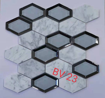 3D hexagon Glass Mosaic Tiels 12"x12" Italian In stock Mosaic Direct supply