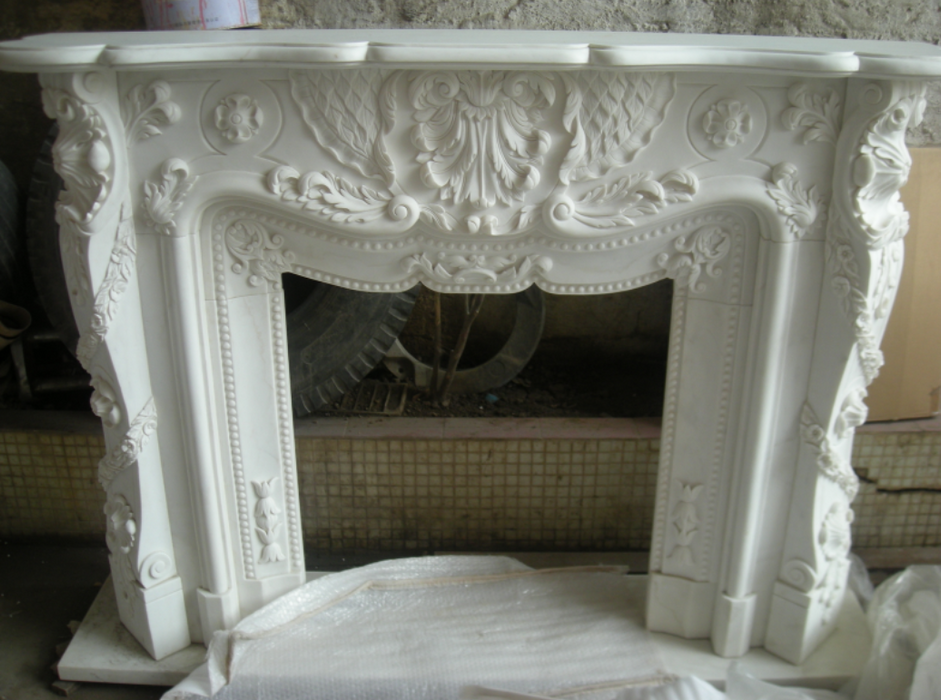 Natural white marble mantel fireplace indoor fireplaces
