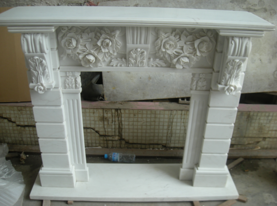 French style top quality white marble fireplace shelf