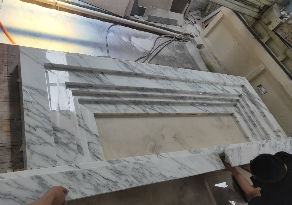 Italy Carrara White Marble Fireplace Mantels For Indoor Use