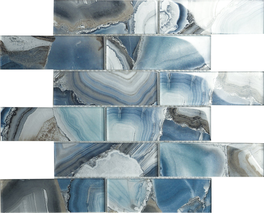 Apartment Blue Agate Glass Tile Backsplash Mosaic
