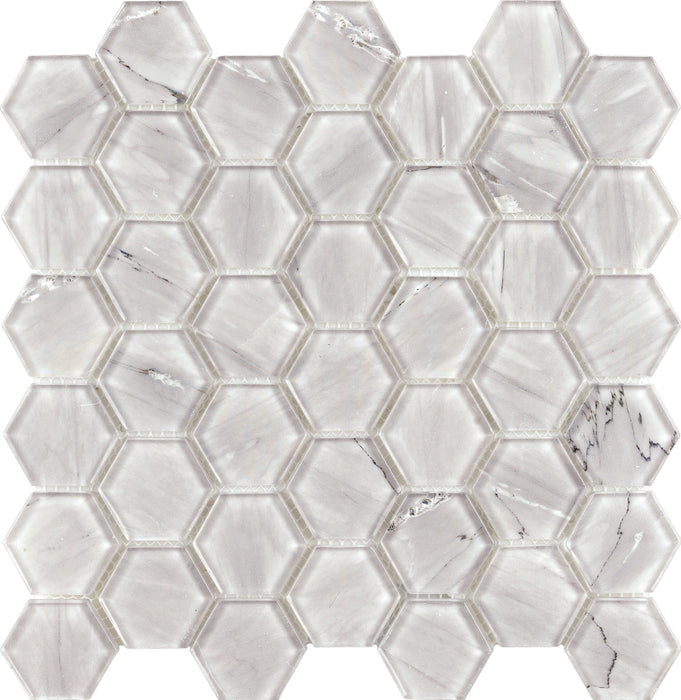New Design Mid Grey Hexagon Marble Glass Mosaic Tiles