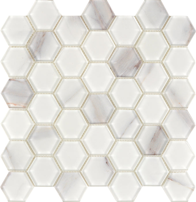 China Made White Hexagon Marble Glass Mosaic Tiles