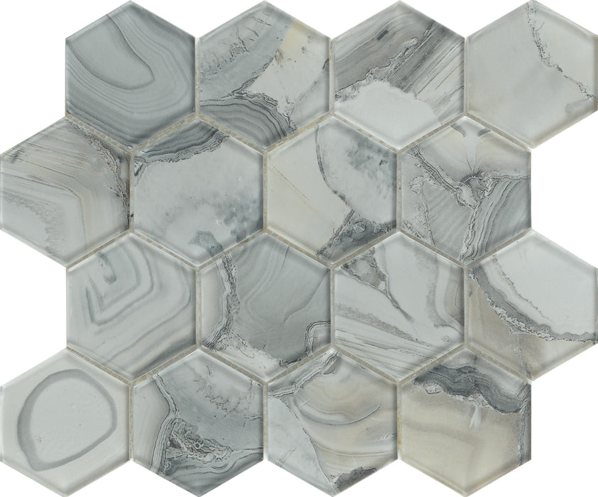 Fashion Design Hexagon Slivery Grey Foshan Wholeseler Backsplash Mosaic