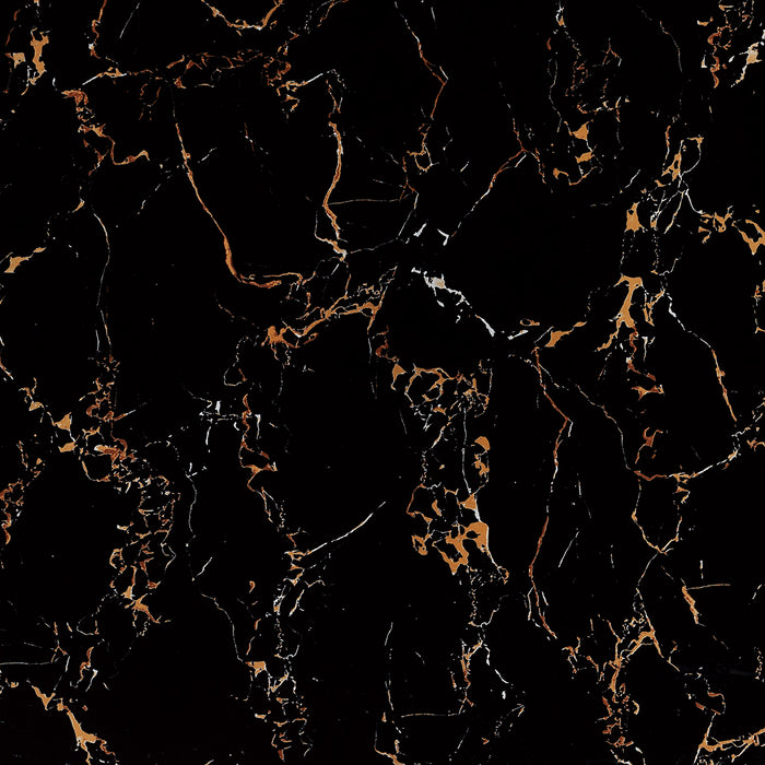 Black And Gold Flower Color Glazed Polished Porcelain Marble Design Floor Tile 600x600