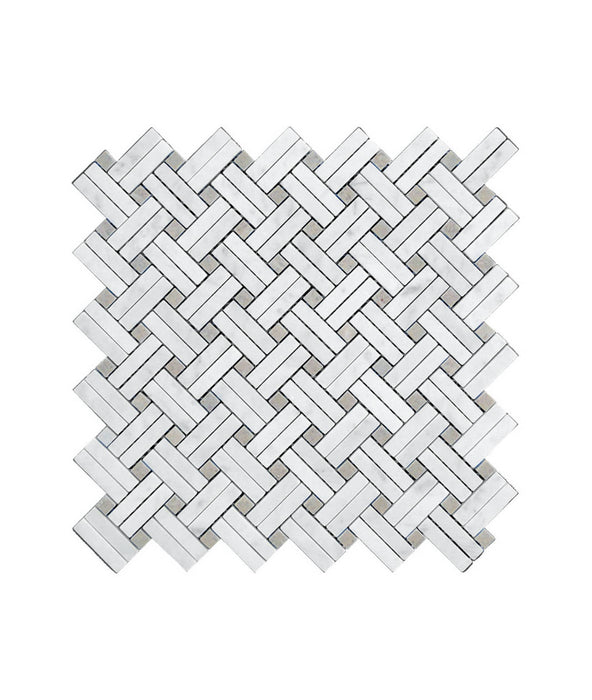High quality Carrara White Basket Weave Marble Stone Backsplash Mosaic Tiles