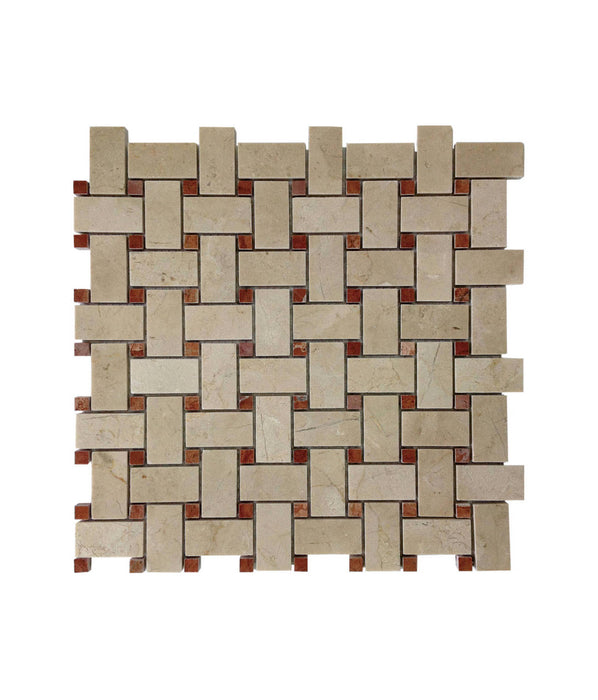 Wall Decoration Basket Weave BrownRed Stone Marble Back Splash Mosaic Tiles