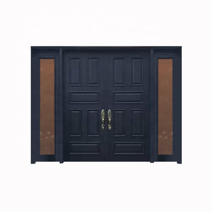 Front Double Prehung American Exterior Double Solid Door For House 96x72 Mahogany Glass Exterior Wooden Doors