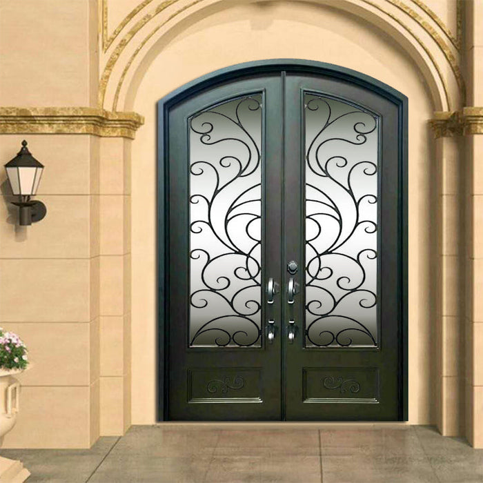 Arch Design Soundproof Metal Main Entrance Door Latest Design Wooden Entrance Doors Double Leaf Glass Doors