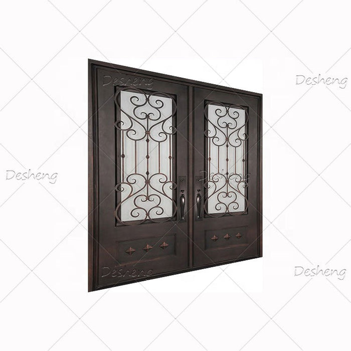 French Apartment House Front Wrought Iron Doors (old) Security Double Exterior Doors Entrance