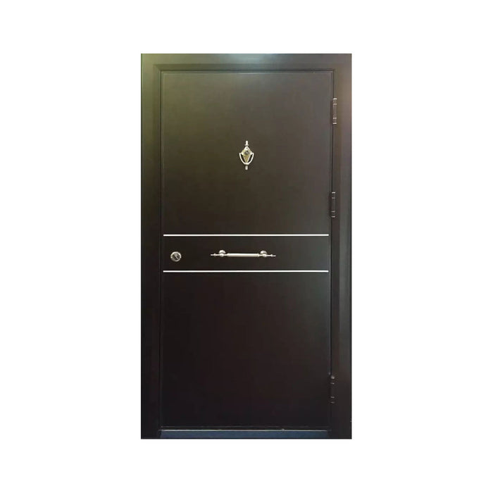 High Quality Home Improvement Entrance Entry Strong Bullet Proof Dark Brown Color Wooden Steel Armour Door
