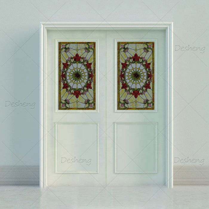 Customized USA American Standard Church Doors Swing Style Glass Pattern Interior Plywood Door