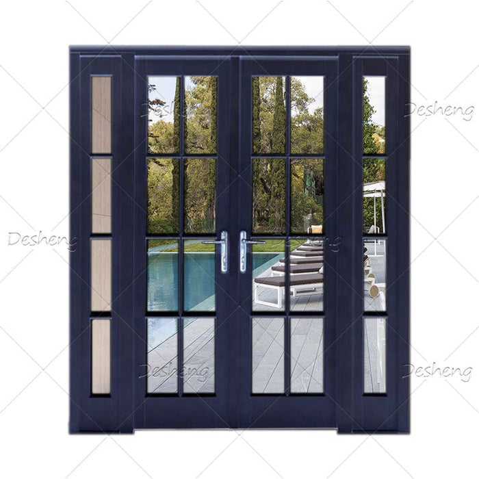 Modern Front Entrance Entry Patio Glass Glazing Steel Iron Door Exterior French Doors