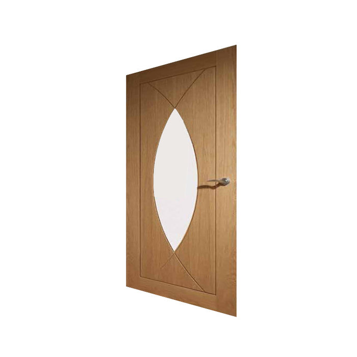 Glazed Glass Design Bath room Door With Solid Oak Wood Modern Oak Door Series
