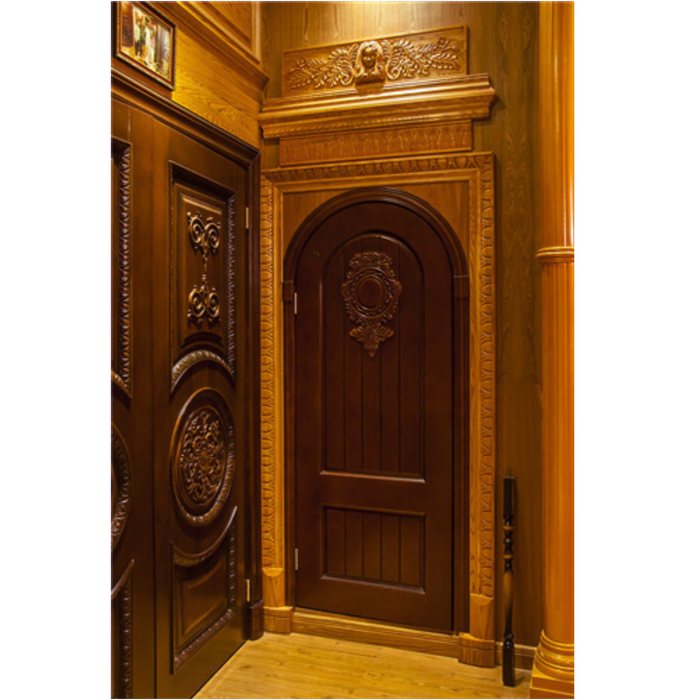New Design Wooden Project Panel Solid Wood Flush Single Room Door Wooden Houses Interior Arch Door