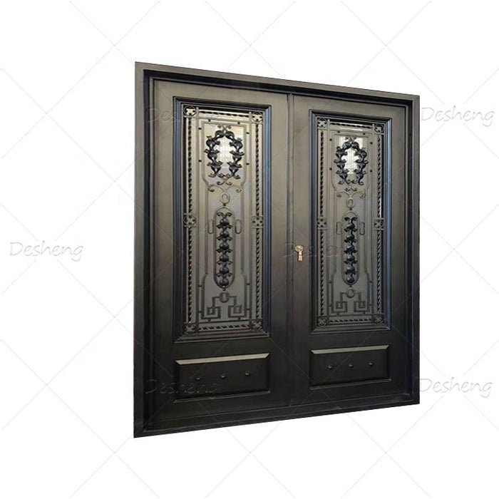 New Zealand New Design Hot Sale Security Entry Doors Wrought Iron Villa Doors
