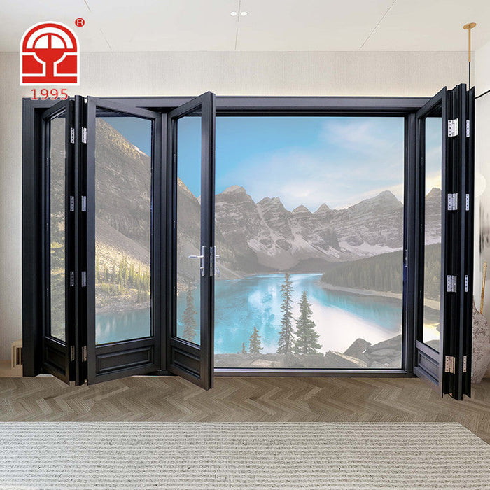 Hot Sale Bifold door Aluminium Glass Folding Door Double Tempered Glass Exterior Aluminum Frame Side Glass door
