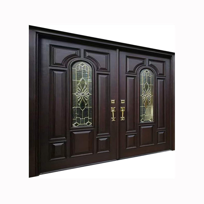 American Wooden Entrance Style Models Mahogany Double Solid Wood Main Entrance Exterior Entry Front Doors