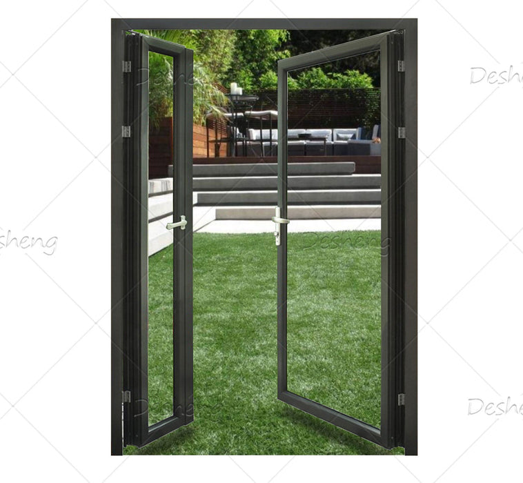 European Standard Double Panels Swing Style Front Door Hot Sale Aluminum Sectional Design Glass