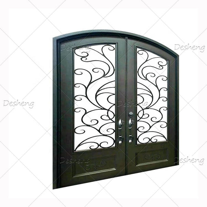 Luxury Customize Front Entry Doors for Villa Security Double Exterior Wrought Iron Steel Entrance Door