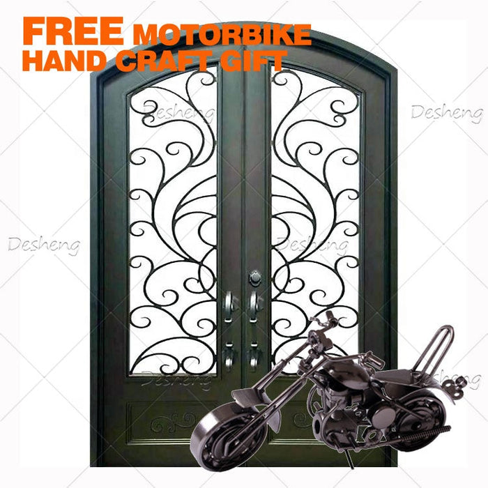 European Style House Front Door Double Swing Security Entrance Wrought Iron Doors(old)