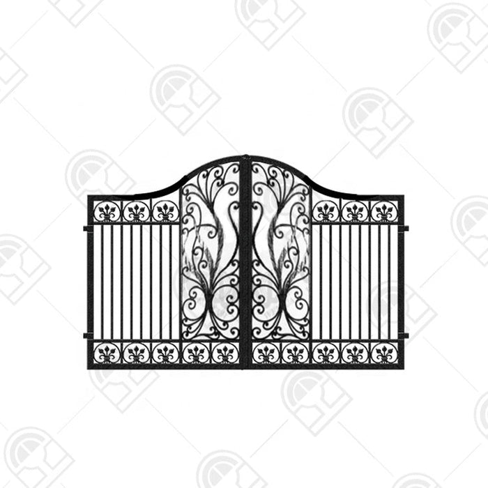 Foshan Guangdong Factory Direct Sale Matte Black Color Bouquet Design Archy Top Villa Patio Garden Gate
