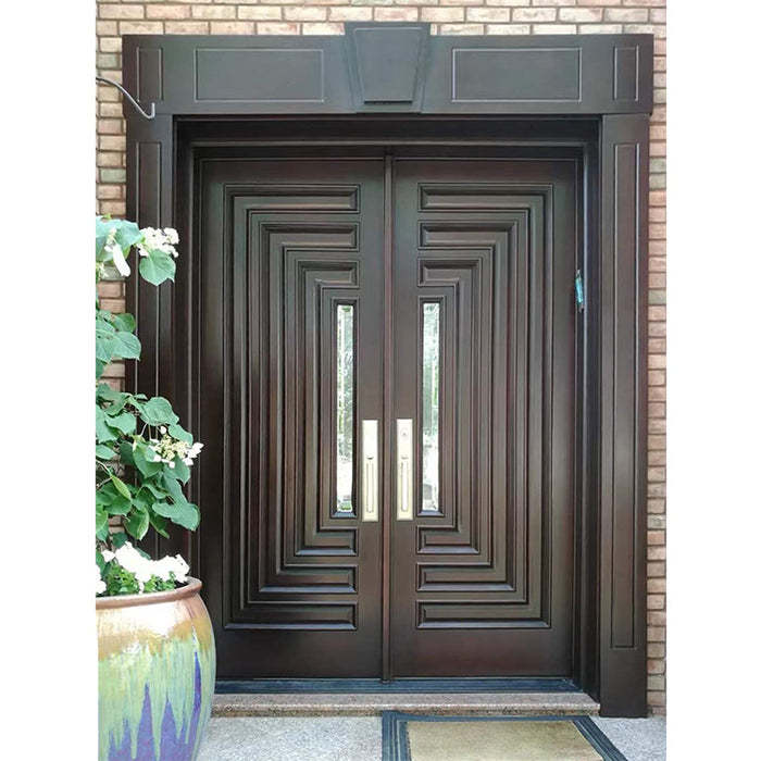 Hot Sale Country Design Luxury Exterior Hardwood Double Leaf Entry Doors Design Doors For Houses