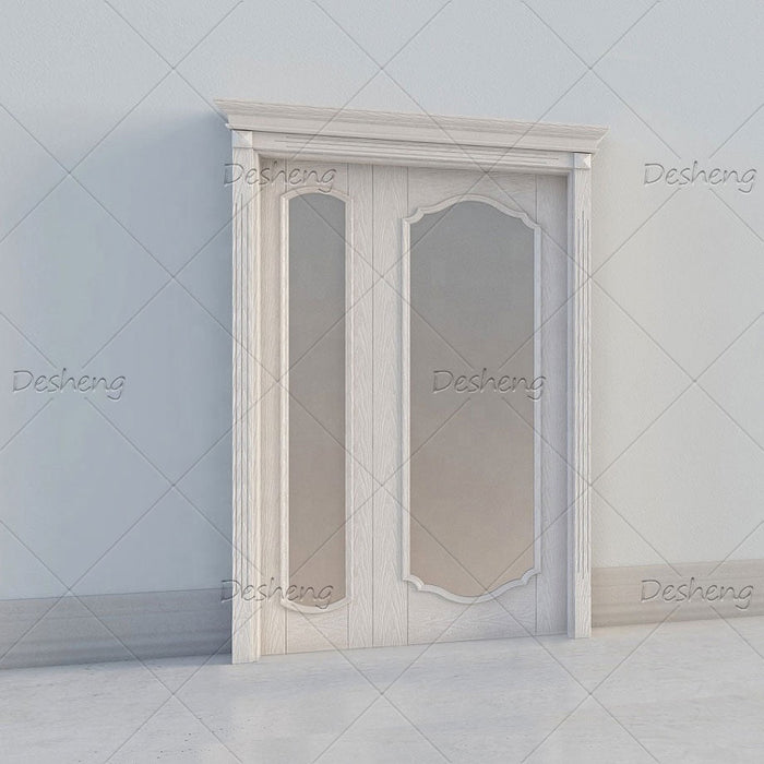 Exterior White Solid American Exterior Door Wooden Double Solid Glazing tempered Bathroom Glass Wood Doors