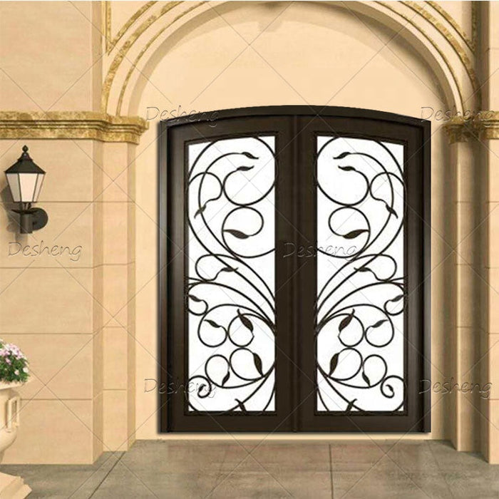 Luxury Customize Front Entry Doors for Villa Security Double Exterior Wrought Iron Steel Entrance Door
