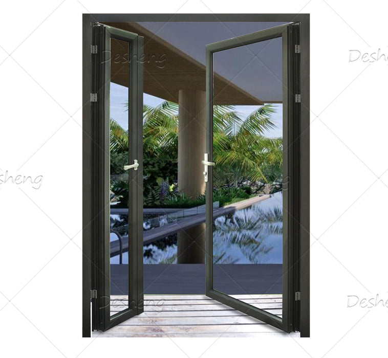 European Standard Double Panels Swing Style Front Door Hot Sale Aluminum Sectional Design Glass