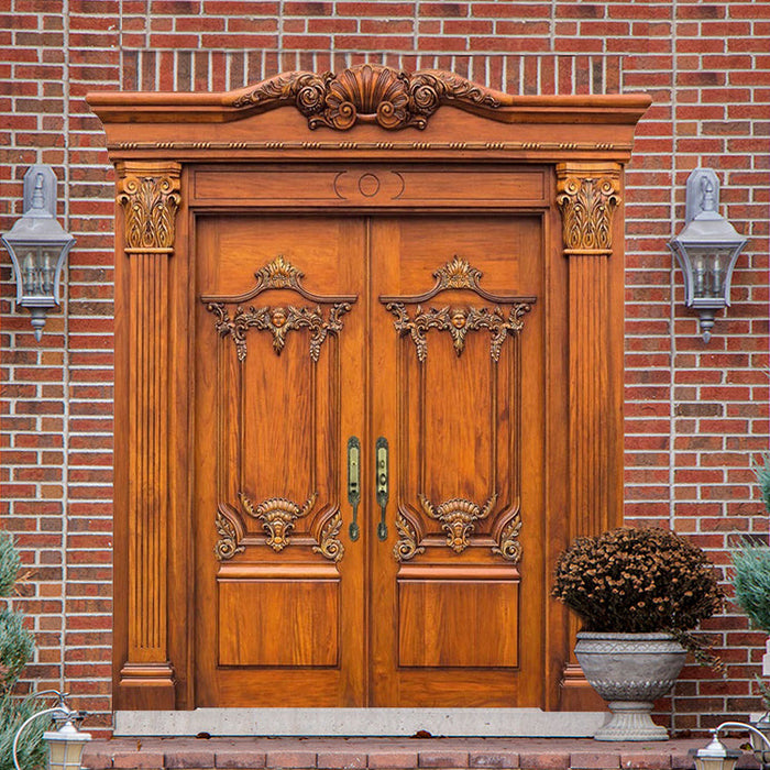 Front entrance solid wood double door nice design with competitive price solid wood doors for exterior