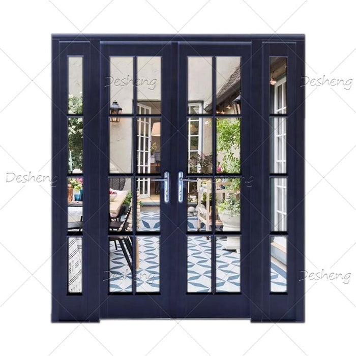 Modern Front Entrance Entry Patio Glass Glazing Steel Iron Door Exterior French Doors