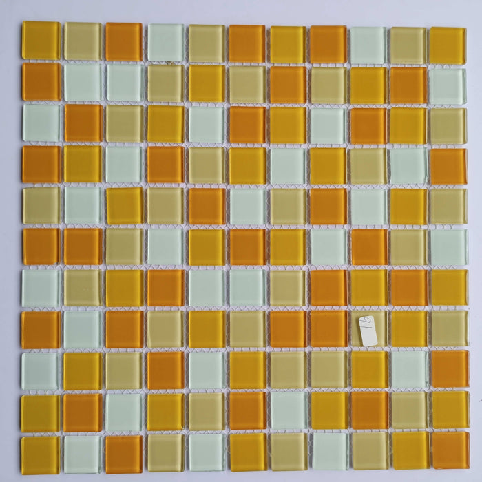 Modern Glass Mosaic Wall Design Yellow Color For Kids Swimming Pool Residential Tile