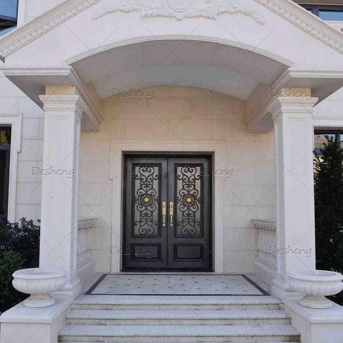 Exterior Interior Western European Style Fantastic Courtyard Gate Door Wrought Iron French Doors