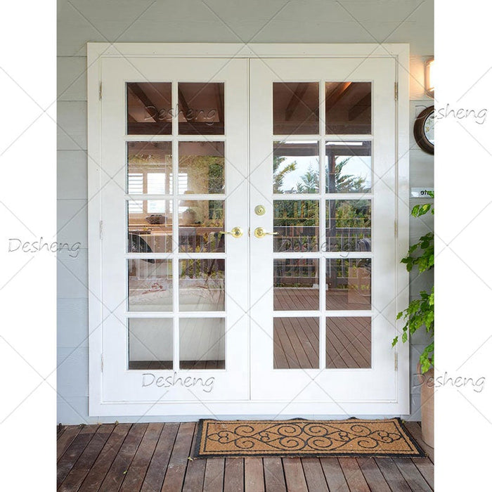 French  Standard Double Panels Swing Style Aluminium tempered Glass Doors Exterior French  Door