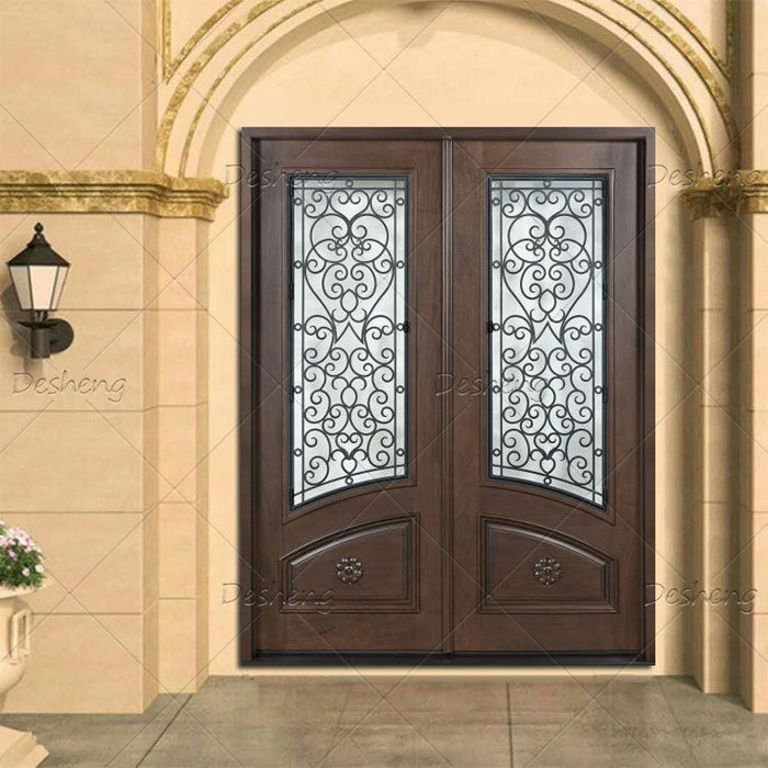 Residential Villa Customized Big Size Hurricane Luxury Design Wrought Iron Resistant Entrance Entry Door