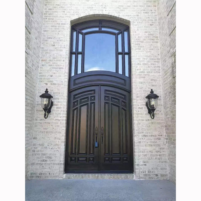 Out European Standard Double Panels Swing Style Door Glass Garage Double Doors Exterior Entry Arch Wood Door