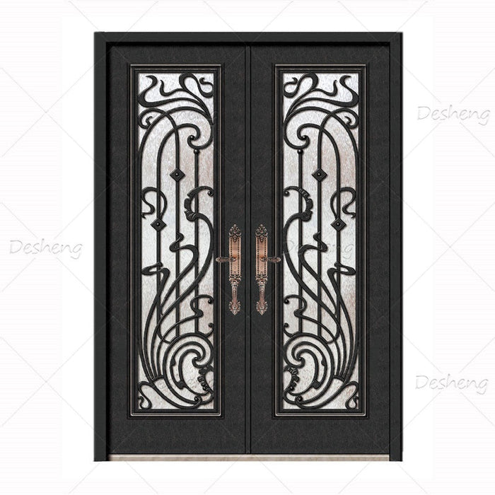 Elegant Designs Wrought Iron Villa Double Door Entrance Security Steel Door