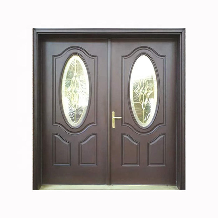 Exterior American Mahogany Entry Doors Double Solid Wood Main Entrance Entrance Wooden Door