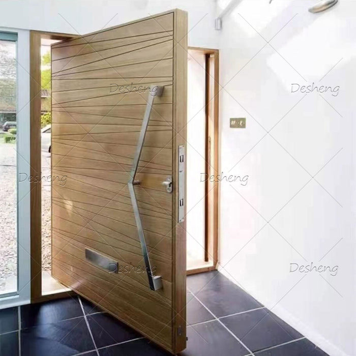 Elegant Modern Security Large Size Front Exterior Use Stainless Steel Handles Decorative Pivot Door