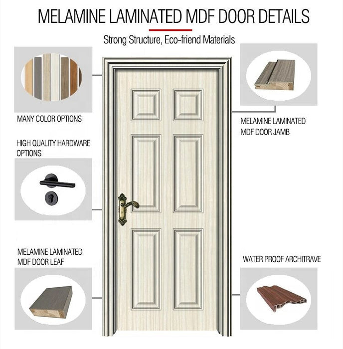 Modern Hotel Door Turkey For Project MDF PVC Toilet Bathroom Hotel Room Door